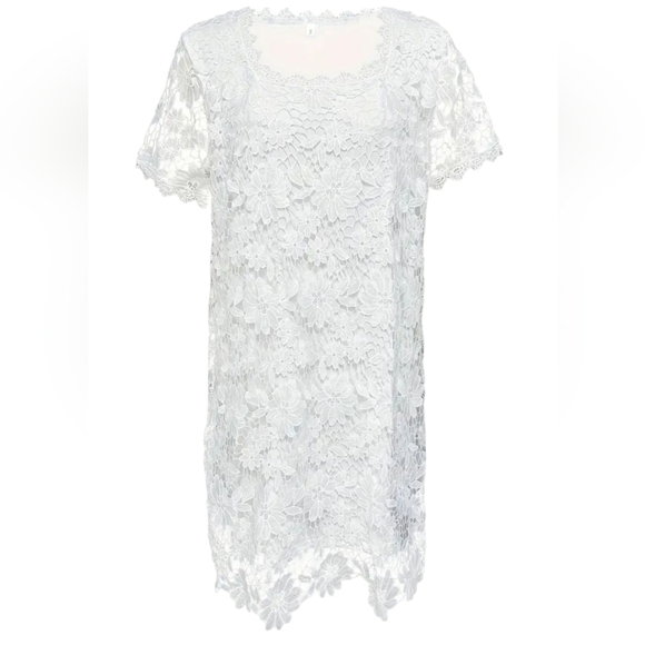NEW Lace Dress  Elegant White Lace Dress Square Neck, Large,lined, - Picture 5 of 7